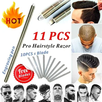 

Hair Tattoo Pattern Styling Facial Eyebrow Styling Equipment Men's Hair Sculpting Pen Stainless Steel Shaver Haircut Shaving
