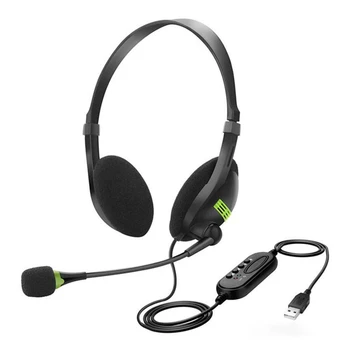 

New USB Headset Lightweight Comfortable Headphone with Flexible Noise-canceling Microphone Universal for Computers Laptops
