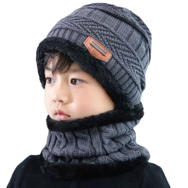 Зимняя вязаная теплая шапочка-шарф из искусственного флиса для взрослых и детей