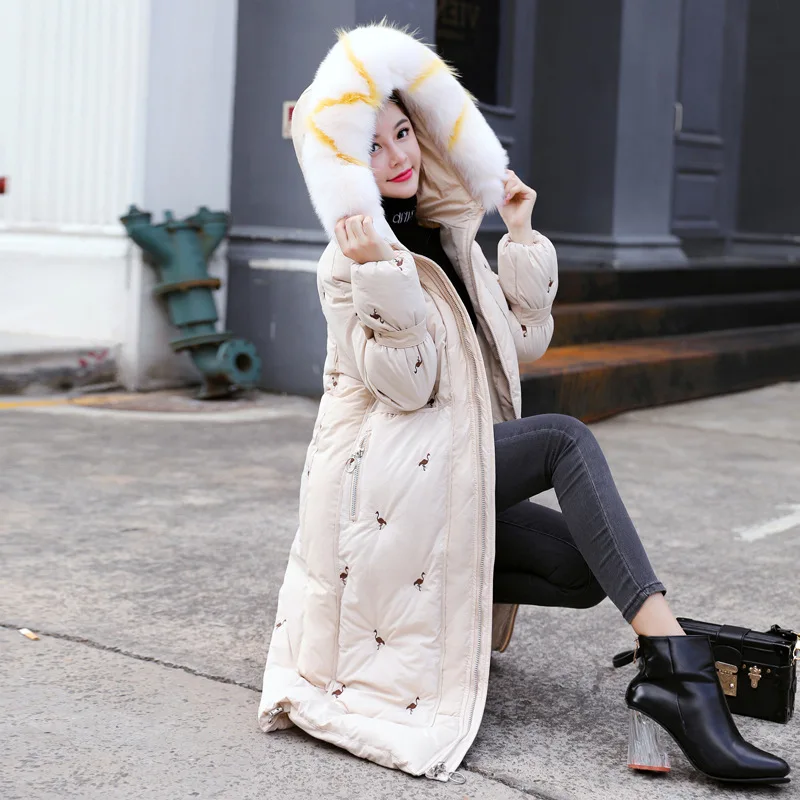 

Cotton Coat Women's over-the-Knee Long 2019 Winter New Style Korean-style Thick Cotton-padded Clothes Loose-Fit Slimming Large F