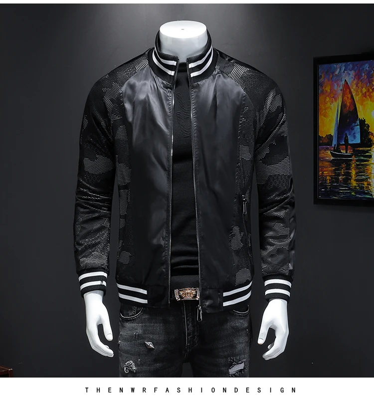 Qiu dong's personality and fashionable men's leisure take male article number 19357 P185 splicing stylish men jacket