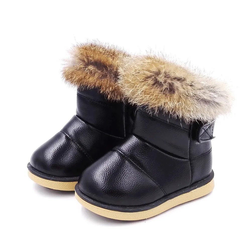 Детская теплая зимняя обувь; уличные зимние ботинки для девочек; Детские Плюшевые ботинки; обувь из искусственной кожи для малышей; 4 цвета; зимние ботинки на плоской подошве