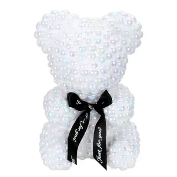 

21cm Foam Bear Modeling Imitation Pearl Handmade Craft Gift Christmas Valentine's Day Wedding Home Decoration 634D