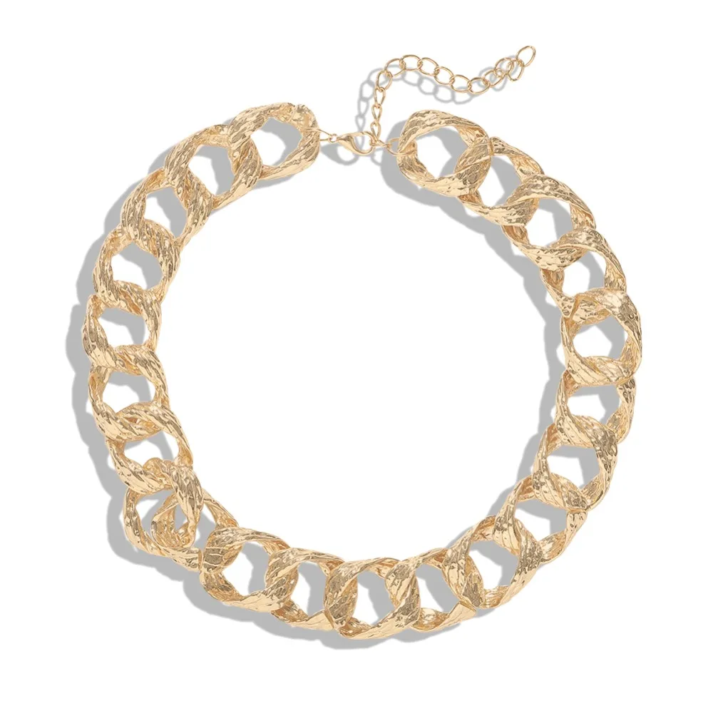 Girlgo ZA золотая цепочка ожерелье Чокеры для женщин твист металлический круг массивное ожерелье s макси Панк модные вечерние ювелирные изделия горячая распродажа