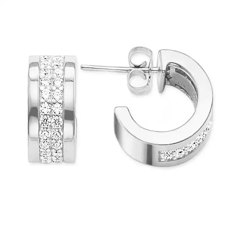Серьги-кольца для женщин Pave White Cubic Zirconia 925 пробы модные круглые ушные ювелирные украшения подарки оптом