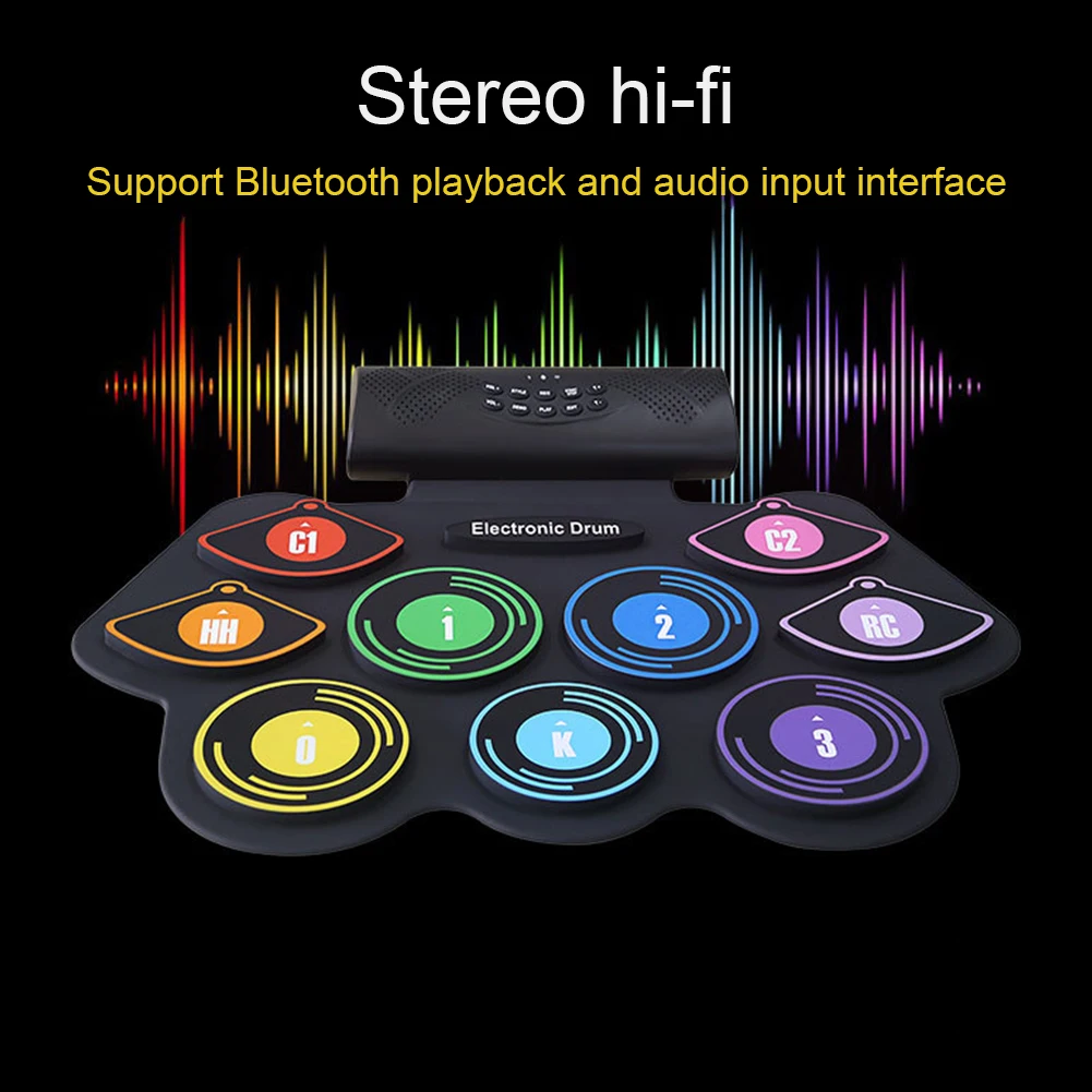 8 шт., обучающий интерес, развивающий электронный барабанный набор, палочки, педали для ног, портативный музыкальный детский подарок, Тренировочный Коврик, силиконовая игрушка