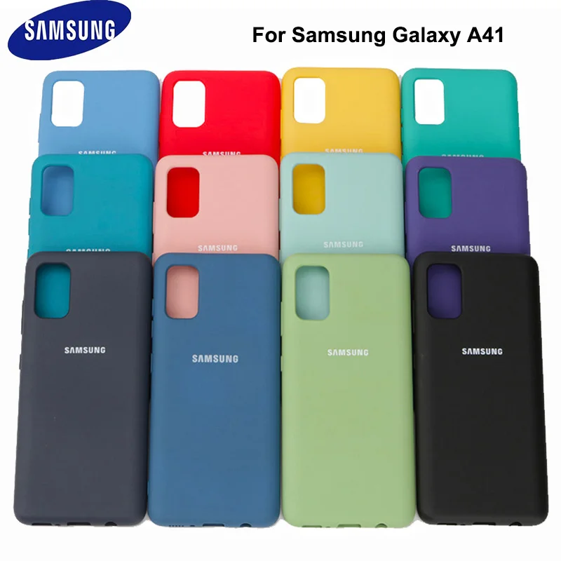 leather phone wallet Samsung Galaxy A41 Liquid Silicone Case Soft Silky Shell Cover Galaxy A 41 High Quality Soft-Touch Back Protective phone purse