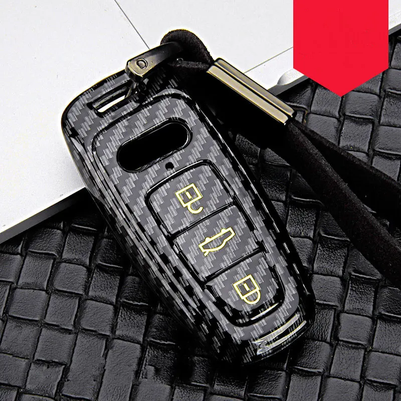 Корпус из abs-пластика Автомобильный ключ чехол для ключей для автомобиля Audi A4 A4L A5 A6L QT S5 S7 Q7 TTS A6L A7 A8 Q8 смарт держатель Брелок «Обложка» - Название цвета: D-black gold