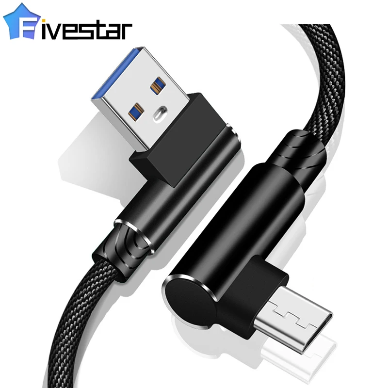 Fast Charging Cord Charger Wire Line 1/2/3m L Shaped Connector MicroUSB Cable Nylon Braided Micro USB For Android | Электроника