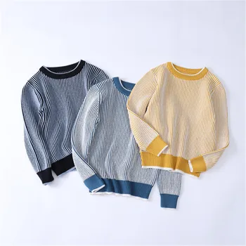 

2020 Kids Boys Sweaters Boys Autumn Winter Striped Sweaters Children Knitted Pullover Kids Outerwear Pure Cotton Age 3 4 6 8 10