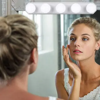 

3 Modes Colors Make Up Mirror Light 5 LED Bulbs USB Stepless Vanity Light Dimming Hollywood Lamp makeup light Battery Powered