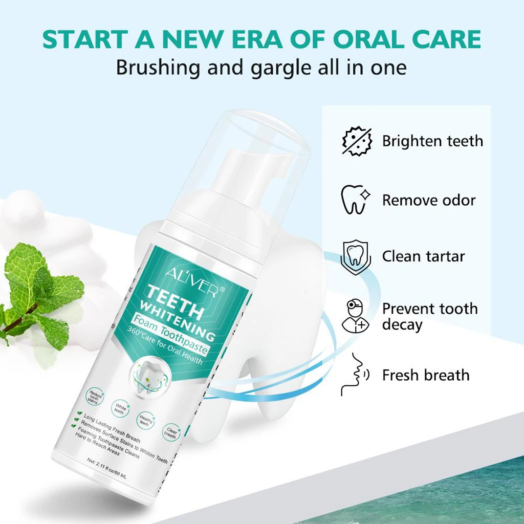 Teeth Whitening Cleaning Foam Toothpaste Cleaning Gums Freshen Breath 60ml Teeth Whitening Cleaning Foam Toothpaste Cleaning Gums Freshen Breath 60ml