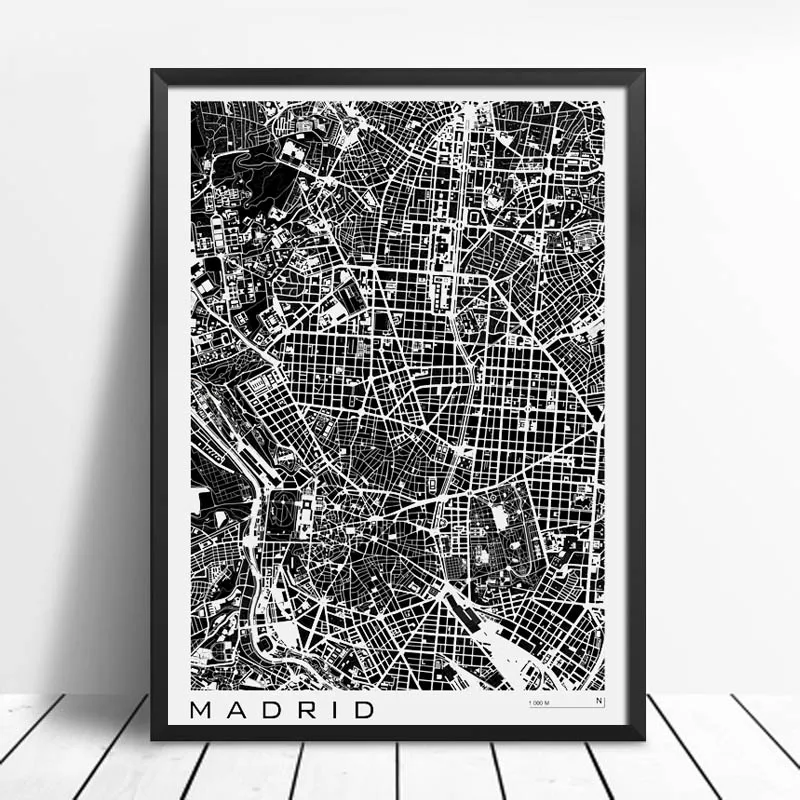 16-Famous-City-Classic-Map-Poster-and-Print-Wall-Art-Canvas-Painting-Paris-Copenhague-Madrid-Map (4)