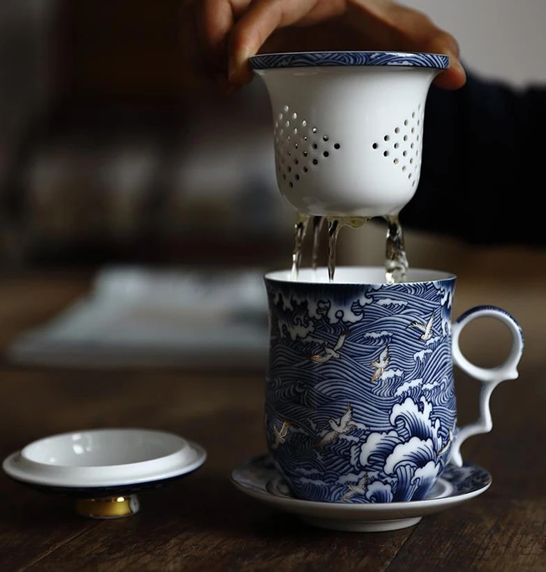Jingdezhen чайная кружка с крышкой фильтра блюдце набор чашки для кофе керамические эмалированные чайные чашки мастер чашка для воды фарфоровая посуда для напитков ремесла