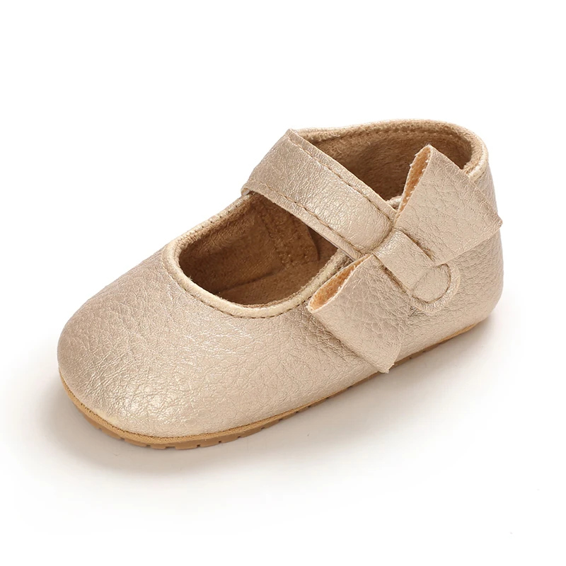 Infant Newborn Baby Girls Princess Non-Slip Floral Border Shoes Toddler Baby Soft PU Leather Prewalker Shoes Solid First Walkers