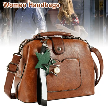 

Women Handbag Leather Shoulder Bag Female Doctor Crossbody Handbag Star Pendant Tassel Rivets Casual Famous Brand Women Bags