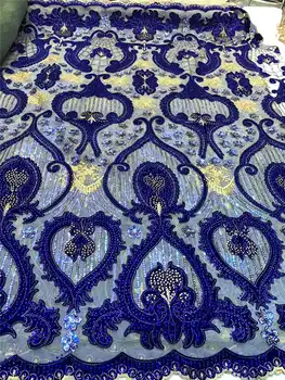 

Nigerian wedding lace 2020Popular Luxury tulle lace African Sequince Lace velvet lace fabric High quality For party Dresses