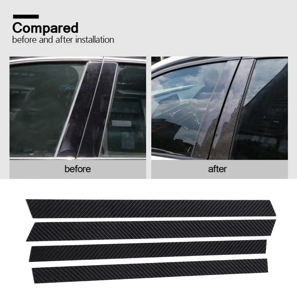 Накладка на окно автомобиля из углеродного волокна B-отделка стоек, декоративная наклейка для BMW X5 E70 2008 2009 2010 2011 2012 2013
