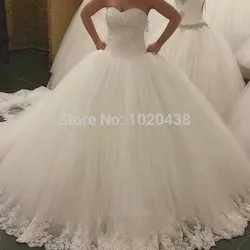 Vestido De Noiva 2018 Romantic Crystal Beaded Sweetheart Tulle Lace Bridal Ball Gown Robe De Mariage mother of the bride dresses
