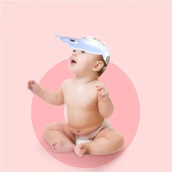 

Hot Sale Bathing Cap Baby Shower Cap Ear Protectors Cartoon Shape Adjustable Children Silicone Hair Shampoo Cap Shower Products