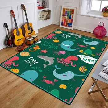 

Cartoon Kids Mat Carpet Soft Flannel Bedroom Rugs Doormat Decor Children Play Area Rug Animal Pattern Carpets for Living Room