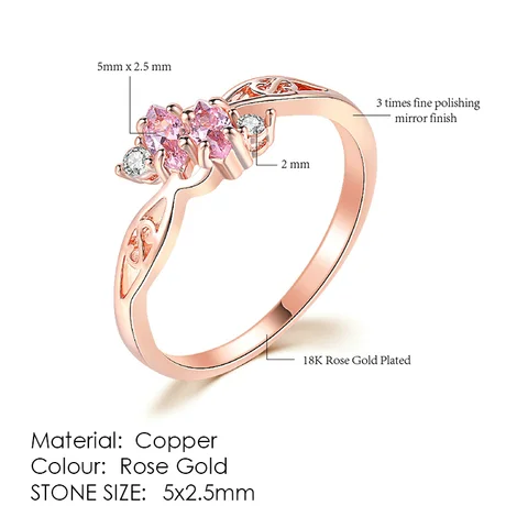 Ring For Women Simple Style Cubic Zirconia Wedding Ring Light Gold Color Fashion Jewelry KBR103