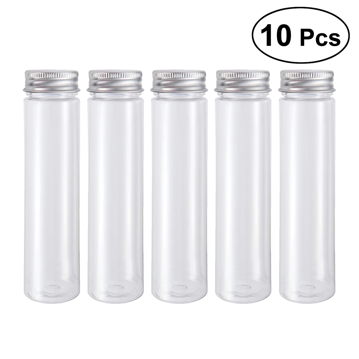 10pcs Transparent Clear Plastic Flatbottomed Test Tubes With Screw
