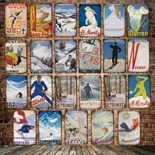 [Mike86] Norway St moritz лыжный металлический знак винтажный магазин рисунок на железной поверхности в стиле ретро СИТЕС плакат Арт 20*30 см LT-1838
