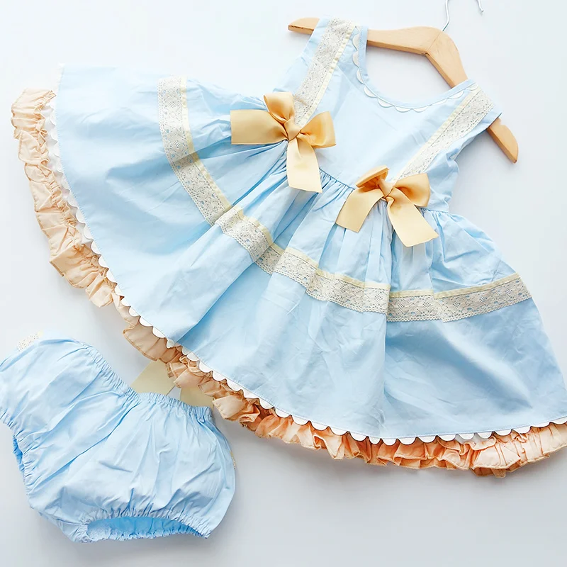

2020 Spanish Children's Clothing Kids Dresses for Girls Lace Embroidery Princess Birthday Dress Baby Communion Girl Frocks Dress
