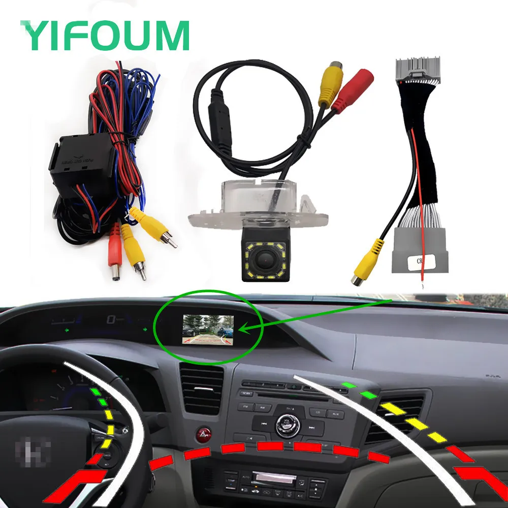 Fisheye Dynamic Trajectory Car Rear View Backup Camera For Honda Civic 2011 2012 2013 2014 2015 2016 & Original Factory Screen dash cam for car