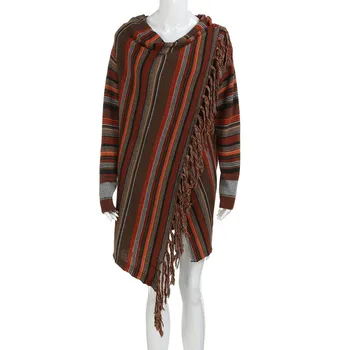 

Winter Cloak Wool Women Warm Thick Soft Cashmere Knit Print Capes Shawl Coat Ponchos Mujer Invierno Elegantes Cape Poncho Women