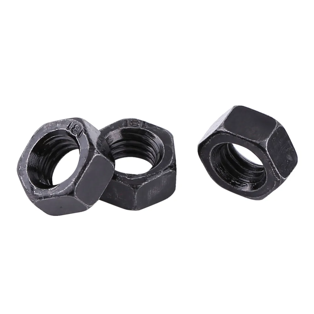 100pcs/pack Hex Nuts Black Zinc Plated Carbon Steel Nut Metric Thread Hex Nuts M2-M5