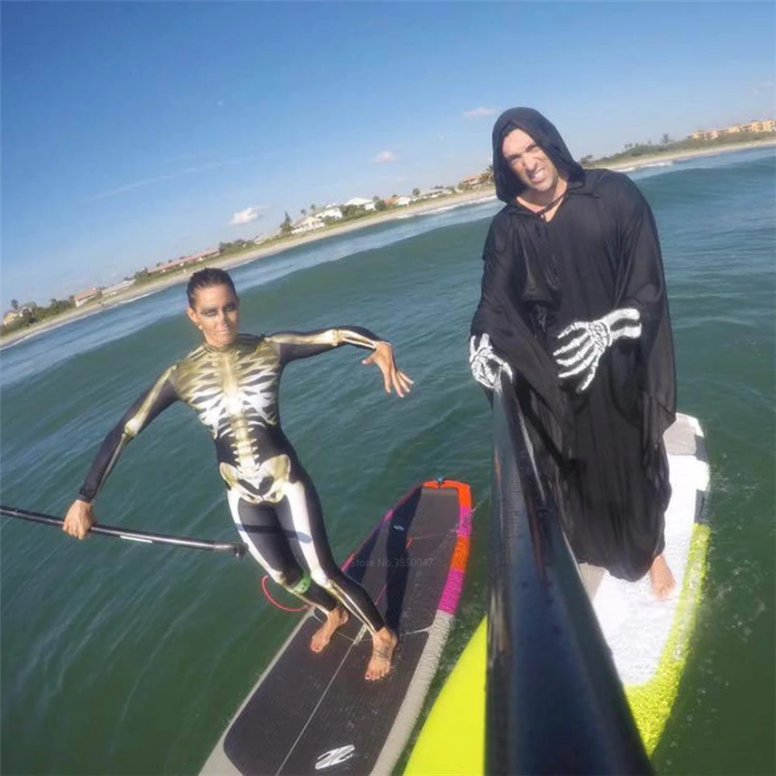 Halloween Cosplay Jumpsuit Gold Skeleton Women Kids Scary Costume Man Fancy Day of The Dead Family Carnival Party Devil