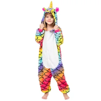 

Boys Girls kids Novel tassel Sleepwear Winter Pyjamas Onesies Size 4-12 years Animal Kigurumi New pijama Flannel Unicorn Pajamas