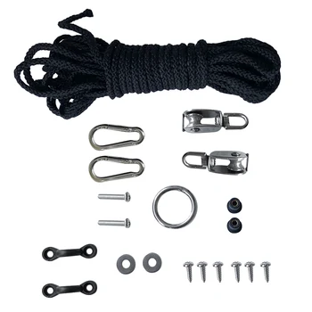 

Deluxe Kayak Canoe Anchor Trolley Kit System Pulley Pad Eye Ring Rope Set
