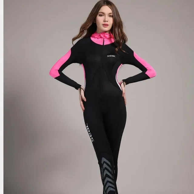 red with knee pads HIsea 0,5 мм Гидрокостюмы женские купальники водолазные костюмы с длинными рукавами Рашгард для серфинга Snorkel Женский цельный купальник для тела - Цвет: red with knee pads