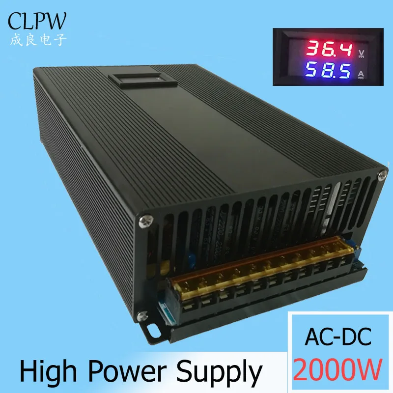 

Switching Power Supply digital 2000w DC 0-24V 36V 55A 48V 42A 55v 60V Driver Led Light Stepper moter transformer AC-DC SMPS