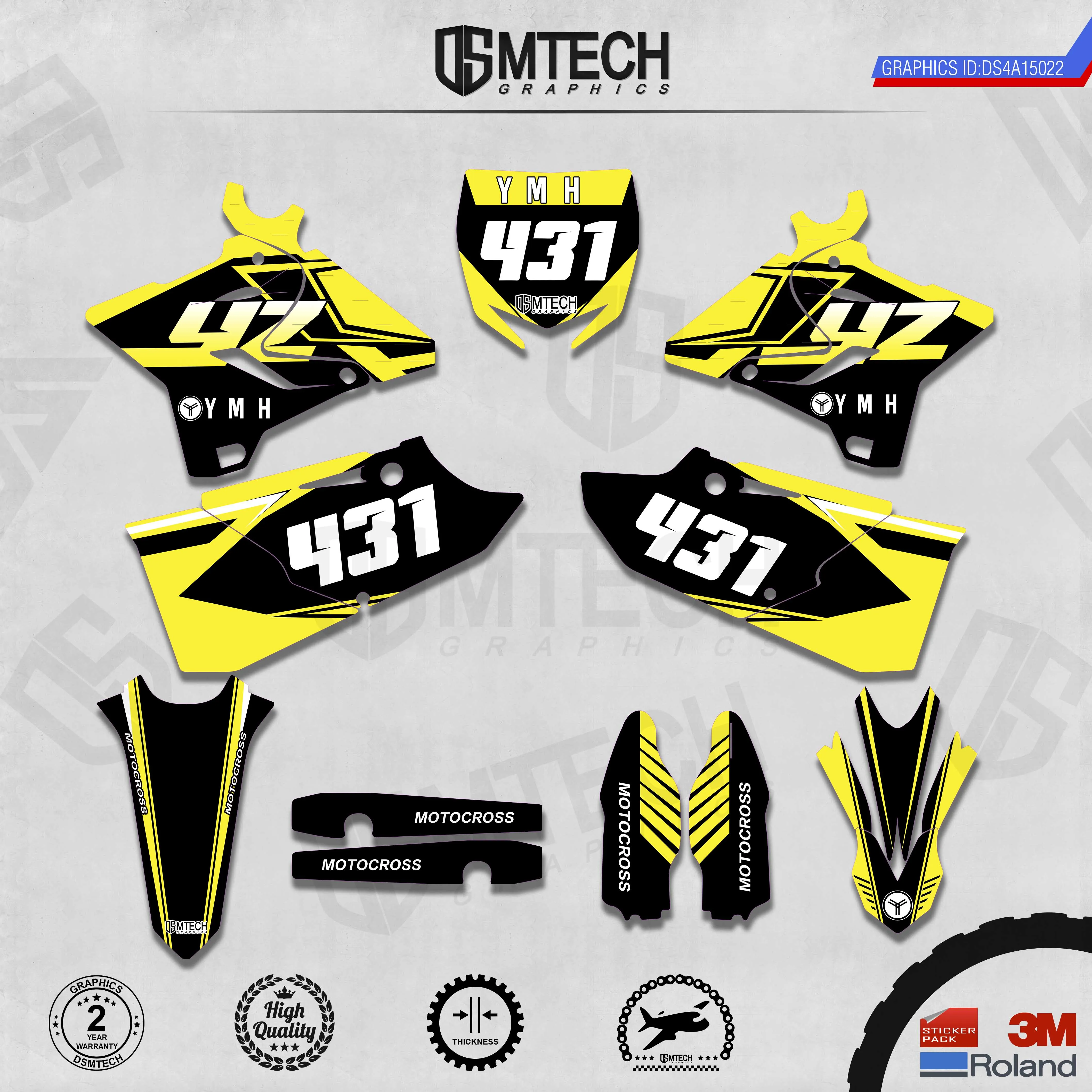 

DSMTECH Customized Team Graphics Backgrounds Decals 3M Custom Stickers For YZ125-250 Two Stroke 2015-2019 022