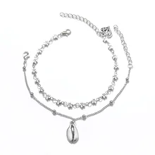 Европейская и американская мода, новые продукты, богемный стиль, крутой кулон в виде ракушки, слива, двойной слой, ножной браслет, пляжный