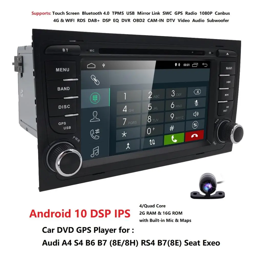 Android 10 4G Автомобильный GPS для Audi A4 B6 B7 S4 RS4 SEAT Exeo dvd плеер Радио Стерео IPS экран