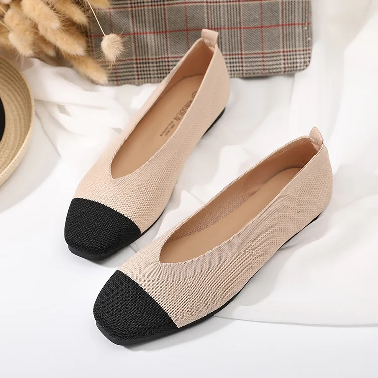 

2019 autumn new fashion simple color matching elastic fabric casual shoes women breathable comfortable knitted mesh flat shoes.