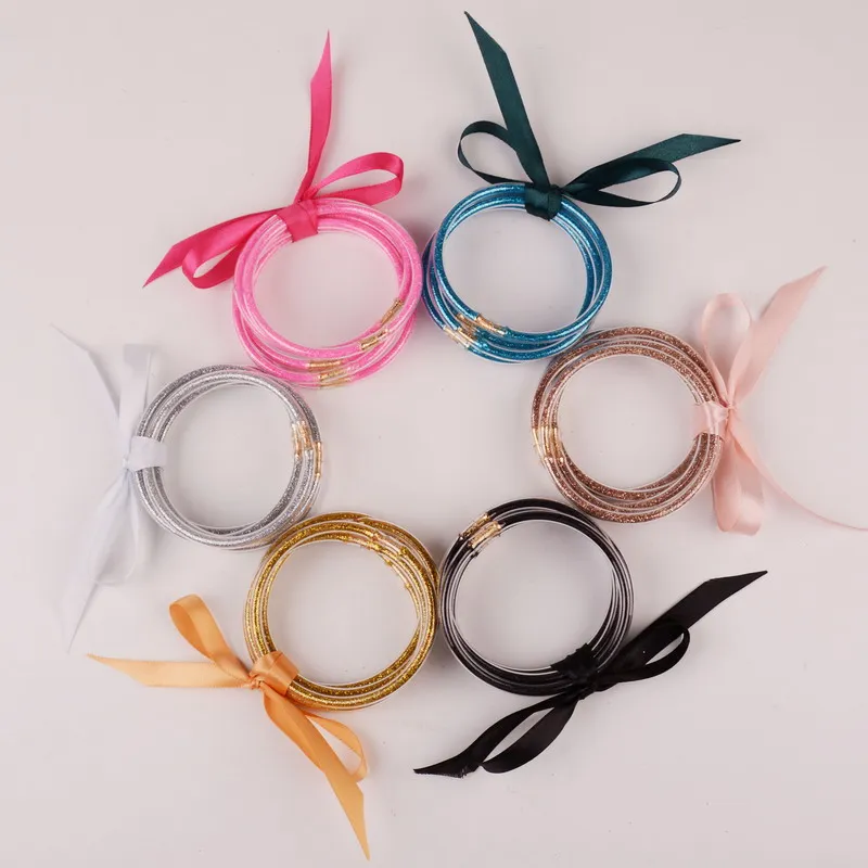 

2019 Wholesale Christmas Friendship Bracelet Glitter Silicone Jelly Bracelets for Women Best Gift Cute Fashion Ladies Bracelet