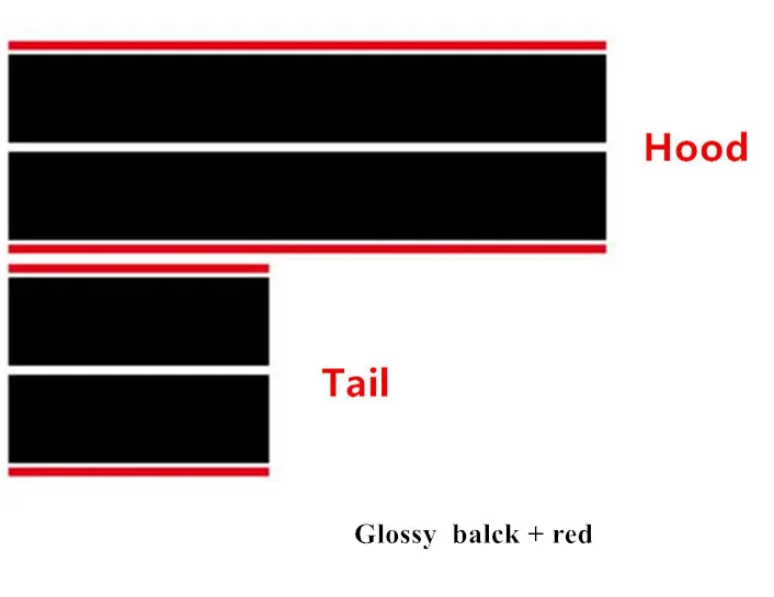 Спортивные полосы капот автомобиля стикер седан хэтчбек авто капот задний бампер декор наклейки для Volkswagen Golf 7 POLO KIA Hond Ford - Название цвета: Glossy black-red