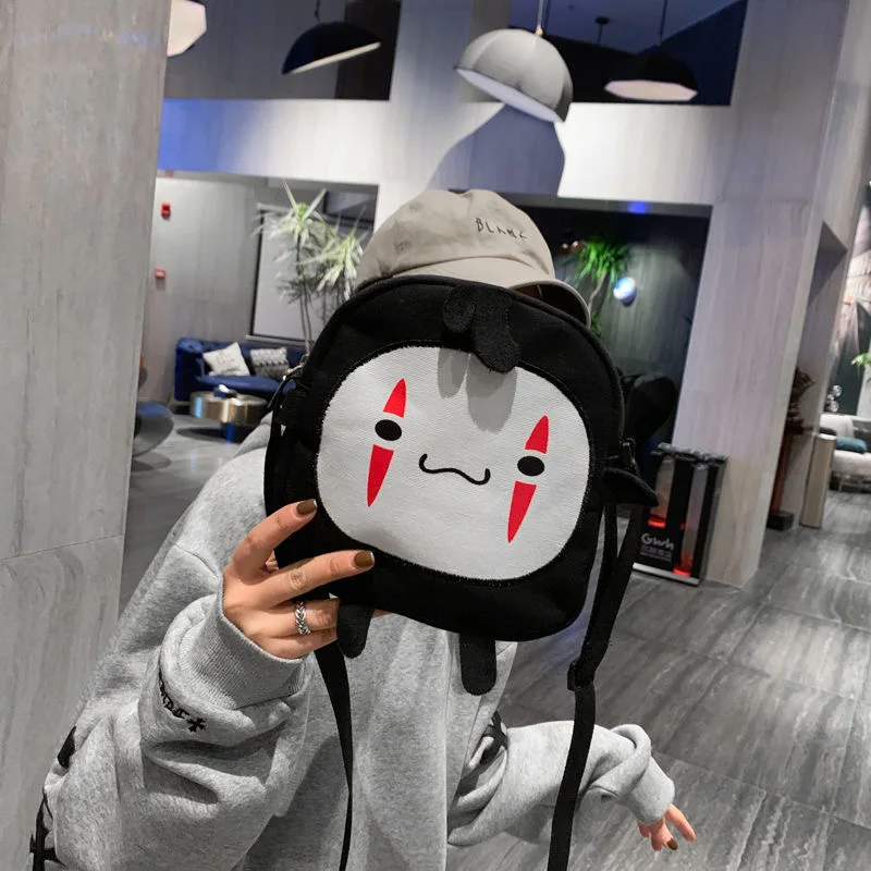 Cartoon No Face Man Bag Hayao Miyazaki Spirited Away Messenger Bag for Kids Adults Halloween Party Cosplay Shoulder Bags