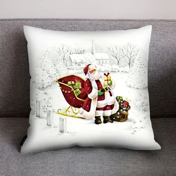 

Square Print Christmas polyester pillowcase Pillow Case Polyester Sofa Car Cushion Cover Home Decoration наволочка drop shipping