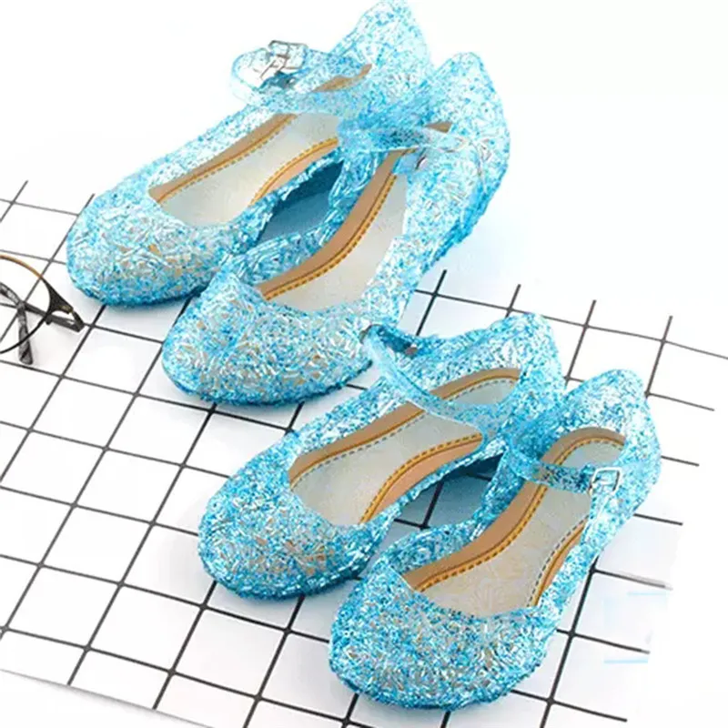 Сандалии для девочек обувь для детей принцесса желе Босоножки на танкетке сандалии Crystal для девочек гнездо обувь на полой подошве; туфли из сетчатого материала с Туфли без каблуков Косплэй обувь