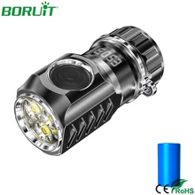 BORUiT – Mini lampe de poche puissante 3000lm, avec 3SST20 LED, 6 modes d'éclairage, autodéfense, torche tactique, 18350, alimentée par batterie