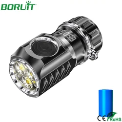 BORUiT – Mini lampe de poche puissante 3000lm, avec 3SST20 LED, 6 modes d'éclairage, autodéfense, torche tactique, 18350, alimentée par batterie 
