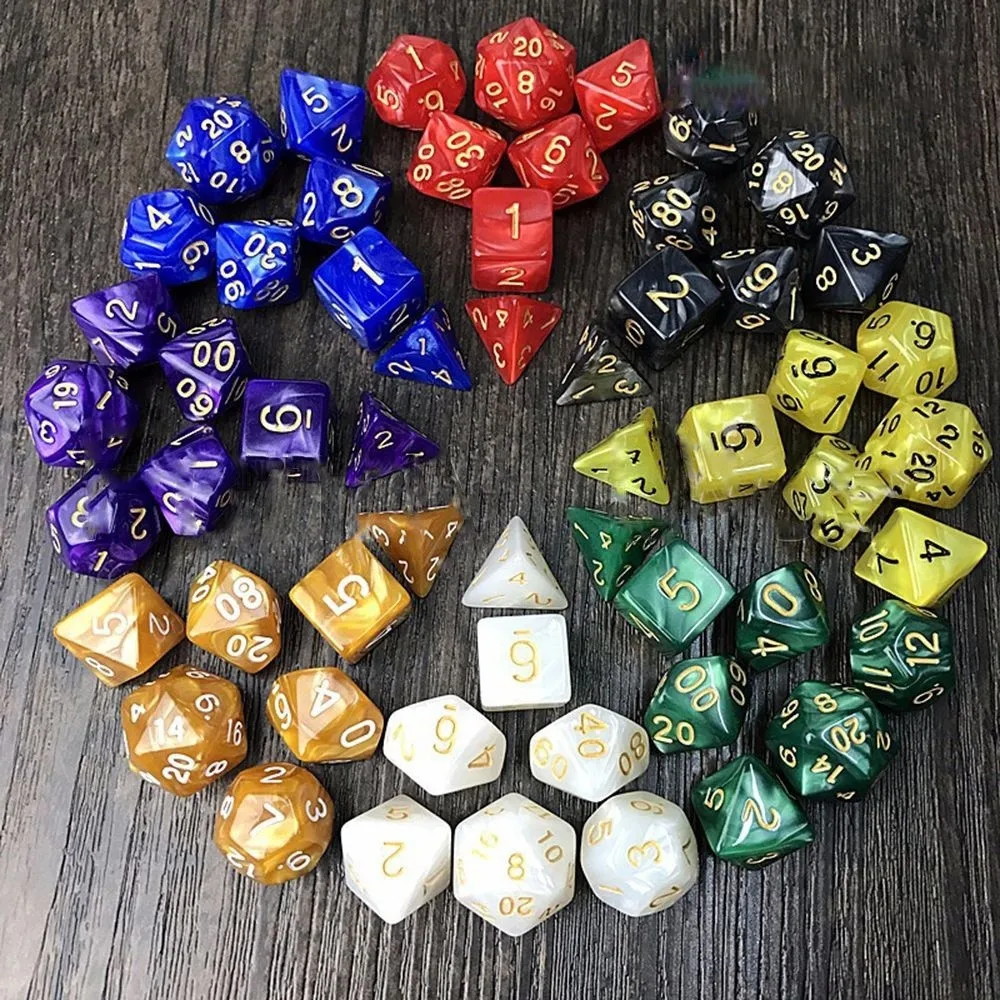 7Pcs 20 multi-faced dice sets pearl D20 multi-faced dice set TRPG entertainment game lovers resin poly freaky dice d20 30A20 (24)