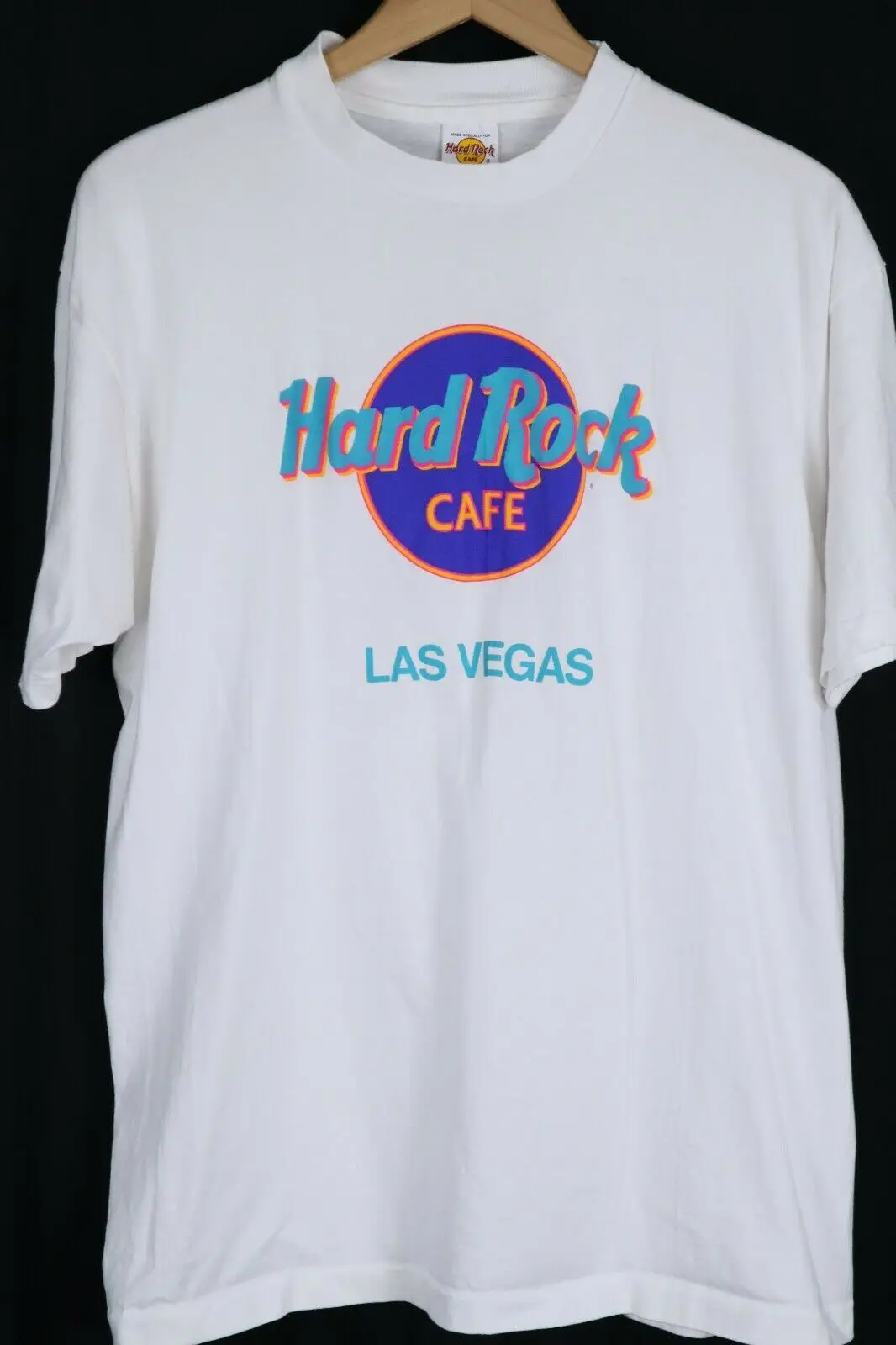 Vtg Hard Rock Cafe®Maglietta Grafica Bianca Sz Xl Da Uomo Las Cotton